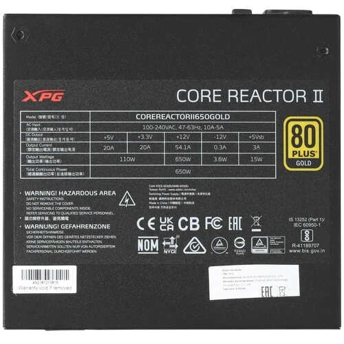 Блок питания ADATA XPG 650W CORE REACTOR II (COREREACTORII650G-BKCEU) 16 Pin (PCIe 5.0 Connector Cable Details)