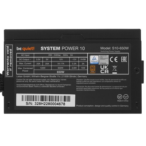 Блок питания Be Quiet! 650W SYSTEM POWER 10 BN328