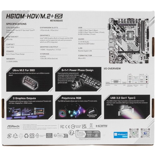 Материнская плата AsRock H610M-HDV/M.2+ D5