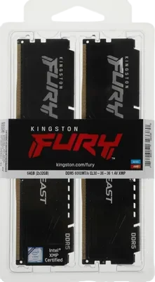 Оперативная память 64 Gb 6000 MHz Kingston FURY Beast Black (KF560C30BBK2-64)