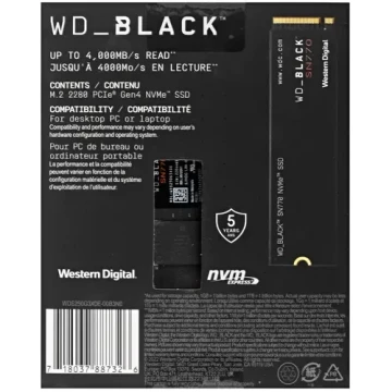 Твердотельный накопитель Western Digital 250 Gb SN770 Black WDS250G3X0E