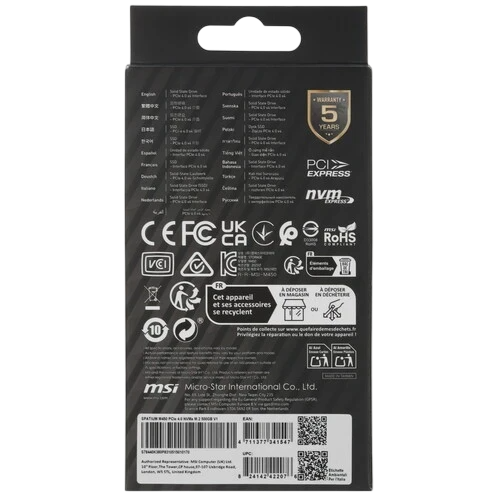 Твердотельный накопитель MSI 500 Gb SPATIUM M450 V1 (S78-440K380-P83)