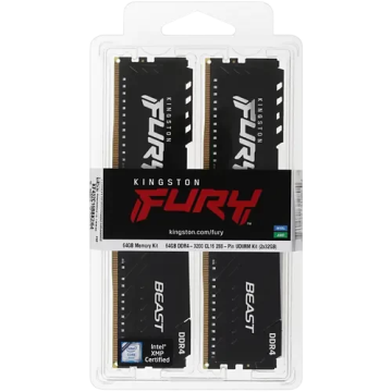 Оперативная память 64 Gb 3200 MHz Kingston FURY Beast Black (KF432C16BBK2/64)
