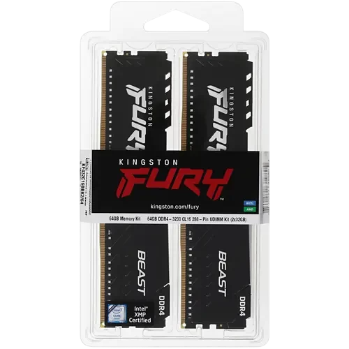 Оперативная память 64 Gb 3200 MHz Kingston FURY Beast Black (KF432C16BBK2/64)