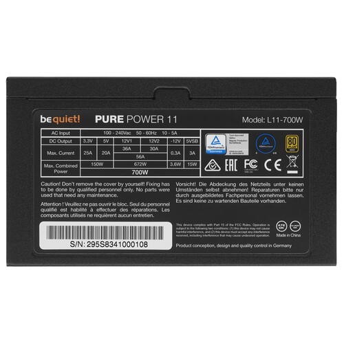 Блок питания Be Quiet! 700W PURE POWER 11 BN295
