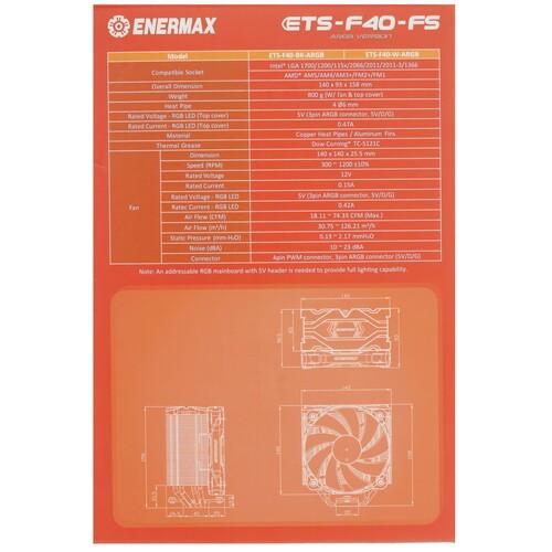 Кулер для процессора Enermax ETS-F40-BK-ARGB F40 ARGB Edition
