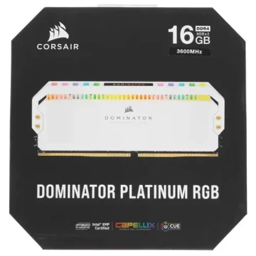 Оперативная память 16 Gb 3600 MHz Corsair DOMINATOR PLATINUM RGB White (CMT16GX4M2C3600C18W)