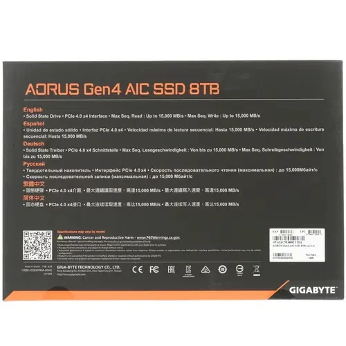 Твердотельный накопитель Gigabyte AIC 8000 Gb AORUS GP-ASACNE6800TTTDA