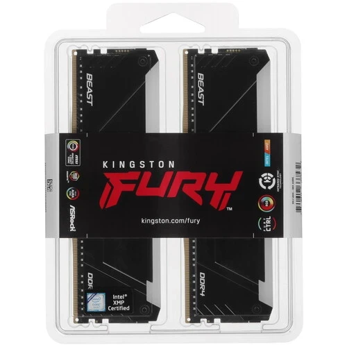 Оперативная память 16 Gb 3200 MHz Kingston FURY Beast RGB Black (KF432C16BB2AK2/16WP)