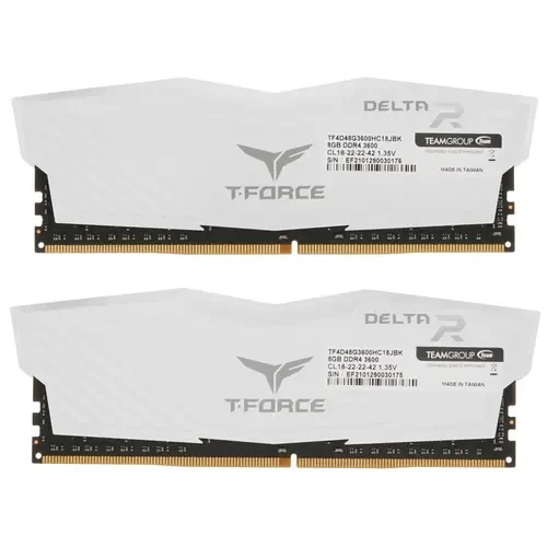 Оперативная память 16 Gb 3600 MHz Team Group T-FORCE DELTA RGB White (TF4D416G3600HC18JDC01) RTL