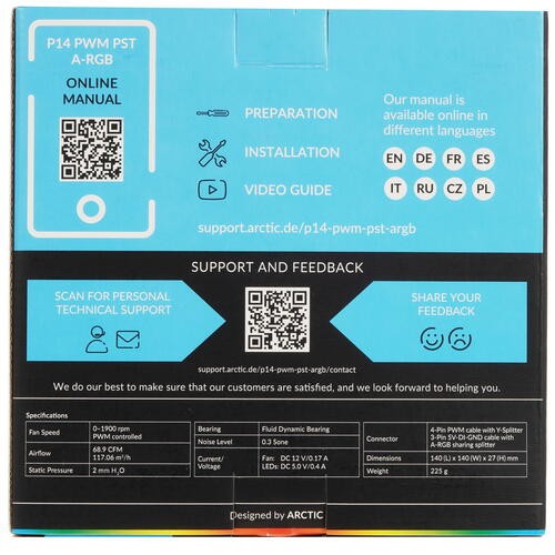 Вентилятор для корпуса Arctic Cooling P14 ARGB 0dB Black ACFAN00239A PWM PST