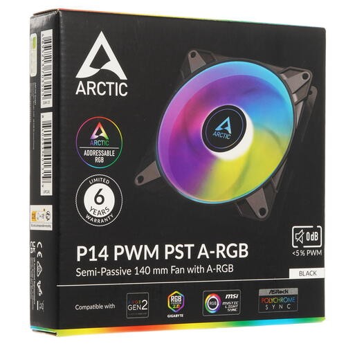 Вентилятор для корпуса Arctic Cooling P14 ARGB 0dB Black ACFAN00239A PWM PST
