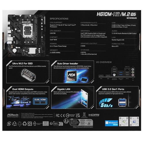 Материнская плата AsRock H610M-H2/M.2 D5