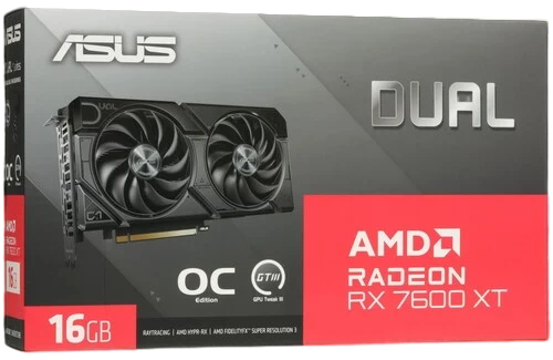 Видеокарта ASUS (DUAL-RX7600XT-O16G) Radeon RX 7600 XT 16GB DUAL OC 90YV0K21-M0NA00