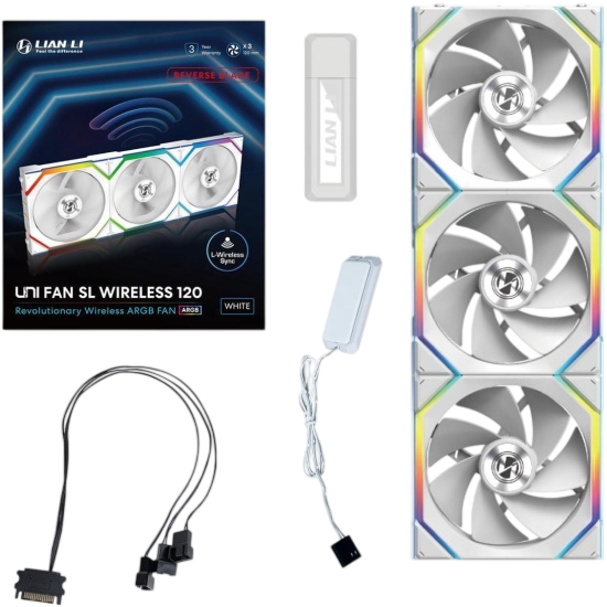 Комплект вентиляторов для корпуса Lian Li UNI FAN SL WIRELESS 120 Reverse Blade ARGB White (G99.12RSL1W3W.R0)