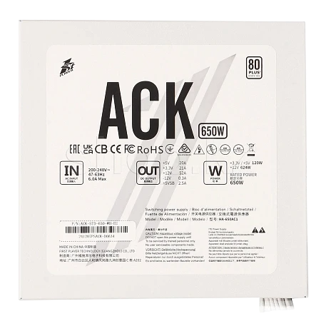 Блок питания 1STPLAYER 650W ACK STANDARD White (HA-650AC1-WH)
