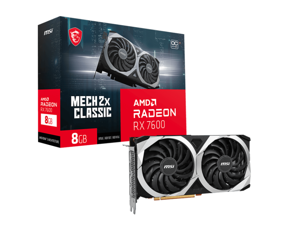 Видеокарта MSI (RX7600 MECH 2X CLASSIC 8GB) Radeon RX 7600 8GB MECH 2X CLASSIC OC