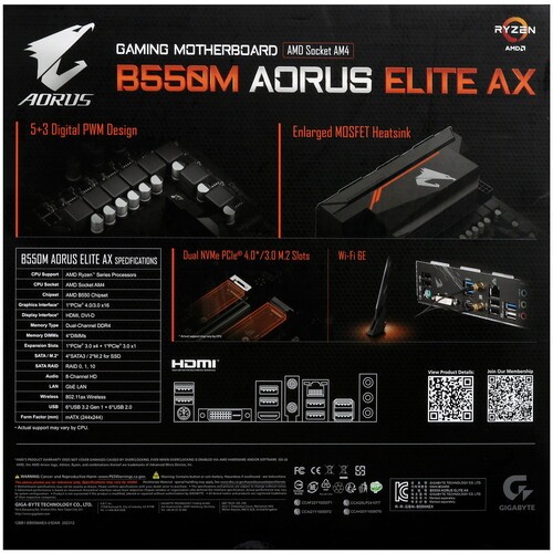 Материнская плата Gigabyte B550M AORUS ELITE AX