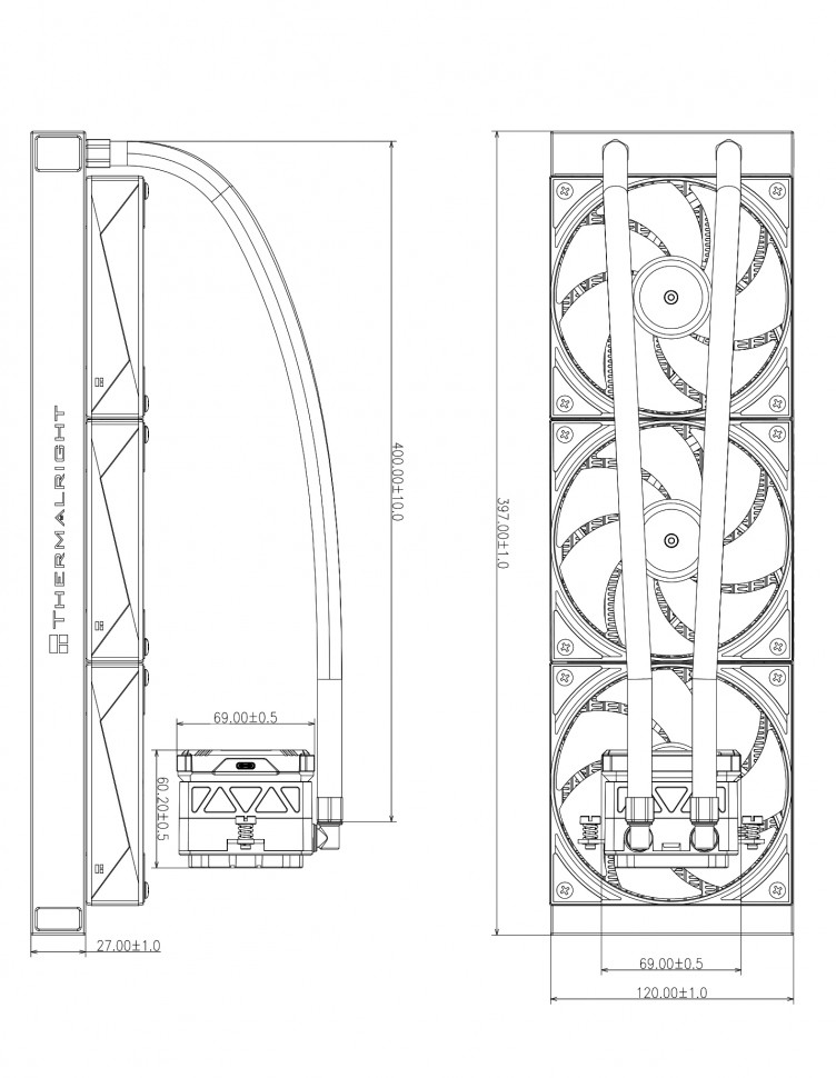 Система жидкостного охлаждения для процессора Thermalright Frozen Warframe 360 Ultra ARGB Black (TRFW360UAB)