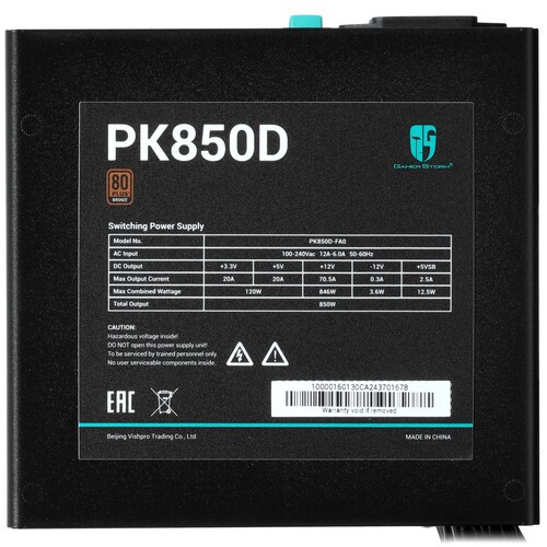 Блок питания Deepcool 850W PK850D R-PK850D-FA0B-EU
