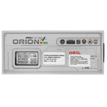 Оперативная память 16 Gb 3600 MHz GEIL ORION Titanium Grey RGB (GOSG416GB3600C18BDC)