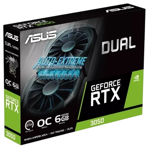 Видеокарта ASUS (DUAL-RTX3050-O6G) GeForce RTX 3050 6GB DUAL OC 90YV0K60-M0NA00