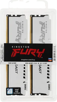 Оперативная память 32 Gb 6000 MHz Kingston FURY Beast White (KF560C30BWK2-32)