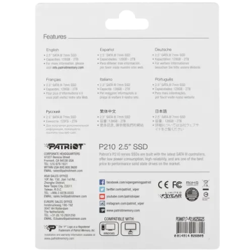 Твердотельный накопитель Patriot 256 Gb P210 (P210S256G25)