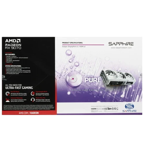Видеокарта Sapphire (11349-02-20G) Radeon RX 9070 16GB PURE OC