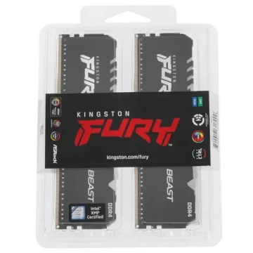 Оперативная память 16 Gb 3733 MHz Kingston FURY Beast RGB Black (KF437C19BBAK2/16)