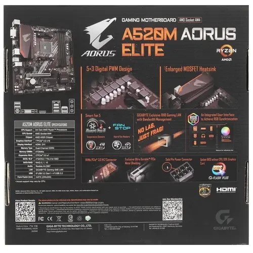 Материнская плата GIGABYTE A520M AORUS ELITE