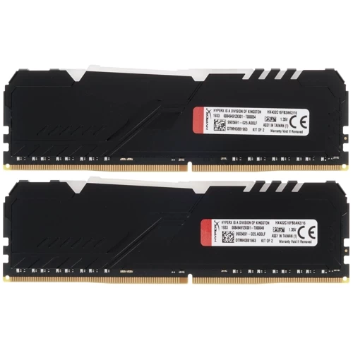 Оперативная память 16 Gb 3200 MHz Kingston HYPERX FURY Black RGB (HX432C16FB3AK2/16)