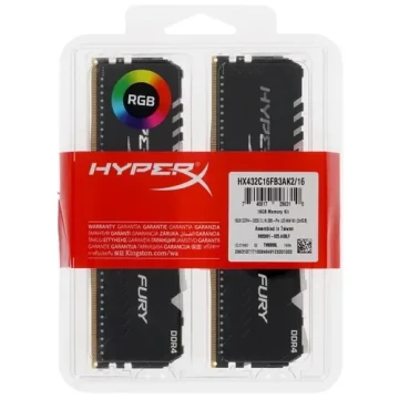 Оперативная память 16 Gb 3200 MHz Kingston HYPERX FURY Black RGB (HX432C16FB3AK2/16)