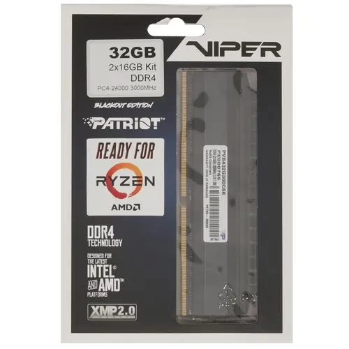 Оперативная память 32 Gb 3000 MHz PATRIOT VIPER 4 BLACKOUT (PVB432G300C6K)