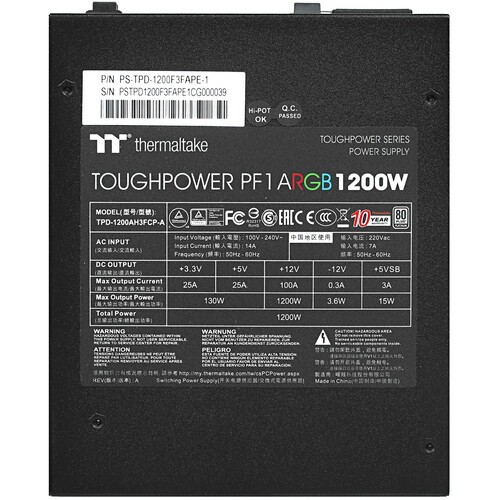 Блок питания ThermalTake 1200W TOUGHPOWER PF1 ARGB 1200 80 Plus Platinum PS-TPD-1200F3FAPE-1