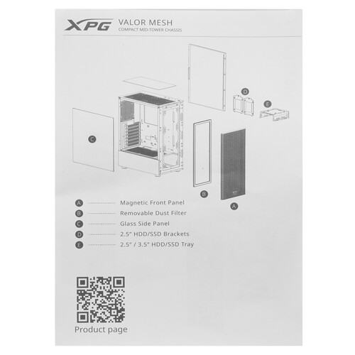 Компьютерный корпус ADATA XPG VALOR MESH TG Black (VALORMESHWOF-BKCWW)
