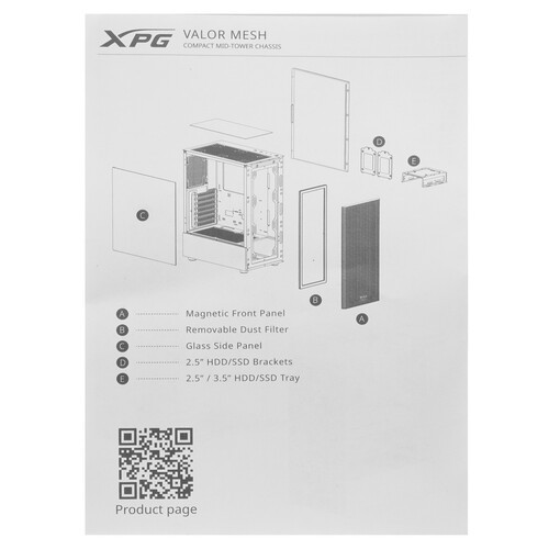 Компьютерный корпус ADATA XPG VALOR MESH TG Black (VALORMESHWOF-BKCWW)