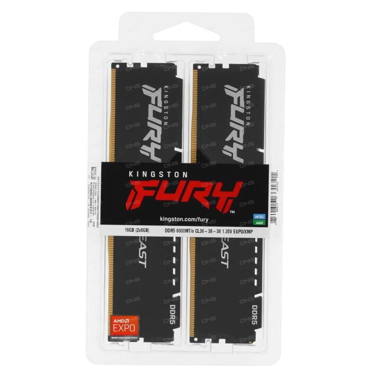 Оперативная память 16 Gb 6000 MHz Kingston FURY Beast EXPO Black (KF560C36BBEK2-16)