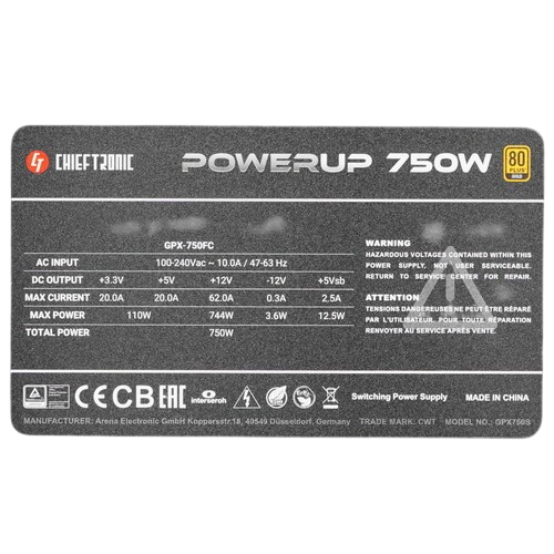 Блок питания Chieftec 750W CHIEFTRONIC PowerUp (GPX-750FC)