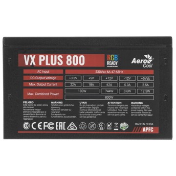 Блок питания Aerocool 800W VX PLUS 800 RGB
