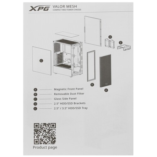 Компьютерный корпус ADATA XPG VALOR MESH TG White (VALORMESHWOF-WHCWW)