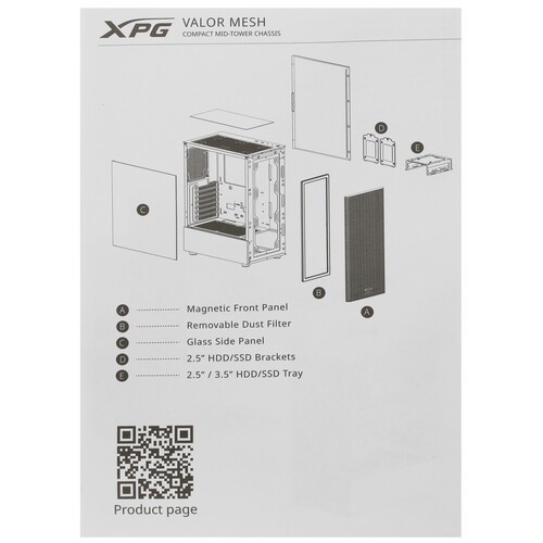 Компьютерный корпус ADATA XPG VALOR MESH TG White (VALORMESHWOF-WHCWW)