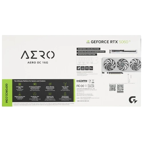 Видеокарта Gigabyte (GV-N506TAERO OC-16GD) GeForce RTX 5060 Ti 16GB AERO OC