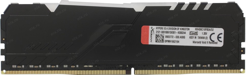 Оперативная память 32 Gb 3600 MHz Kingston HYPERX FURY RGB Black (HX436C18FB3A/32)