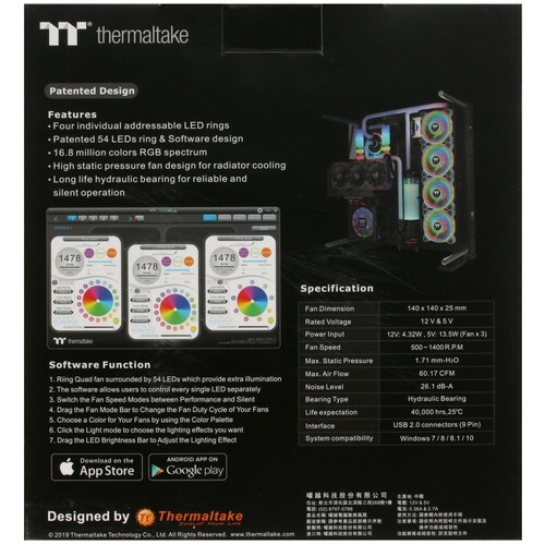 Вентилятор для корпуса Thermaltake Riing Quad 14 Radiator TT Premium Edition White RGB CL-F101-PL14SW-A