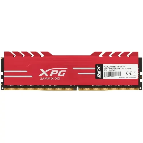 Оперативная память 8 Gb 2666 MHz ADATA XPG GAMMIX D10 Red (AX4U26668G16-SR10)
