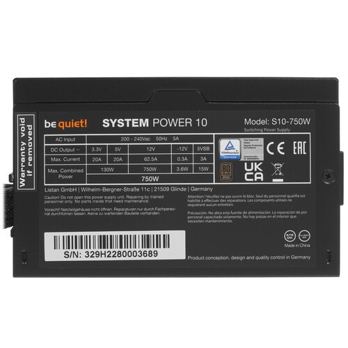 Блок питания Be Quiet! 750W SYSTEM POWER 10 BN329
