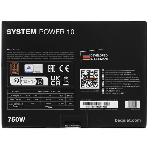 Блок питания Be Quiet! 750W SYSTEM POWER 10 BN329