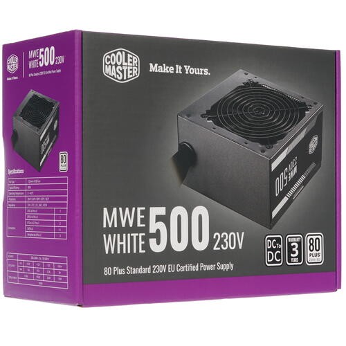Блок питания Cooler Master 500W MasterWatt Lite 500 White 230V V2 MPE-5001-ACABW-EU