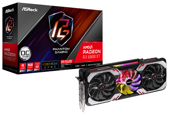 Видеокарта ASRock (RX6800XT PGD 16GO) Radeon RX 6800 XT 16GB Phantom Gaming D OC